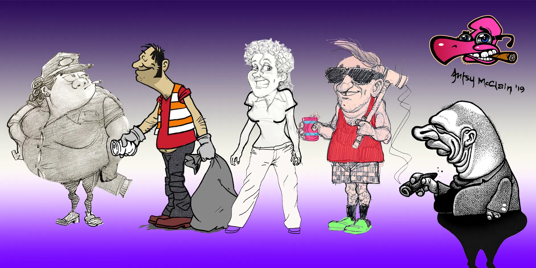 Antsy McClain characters drawings
