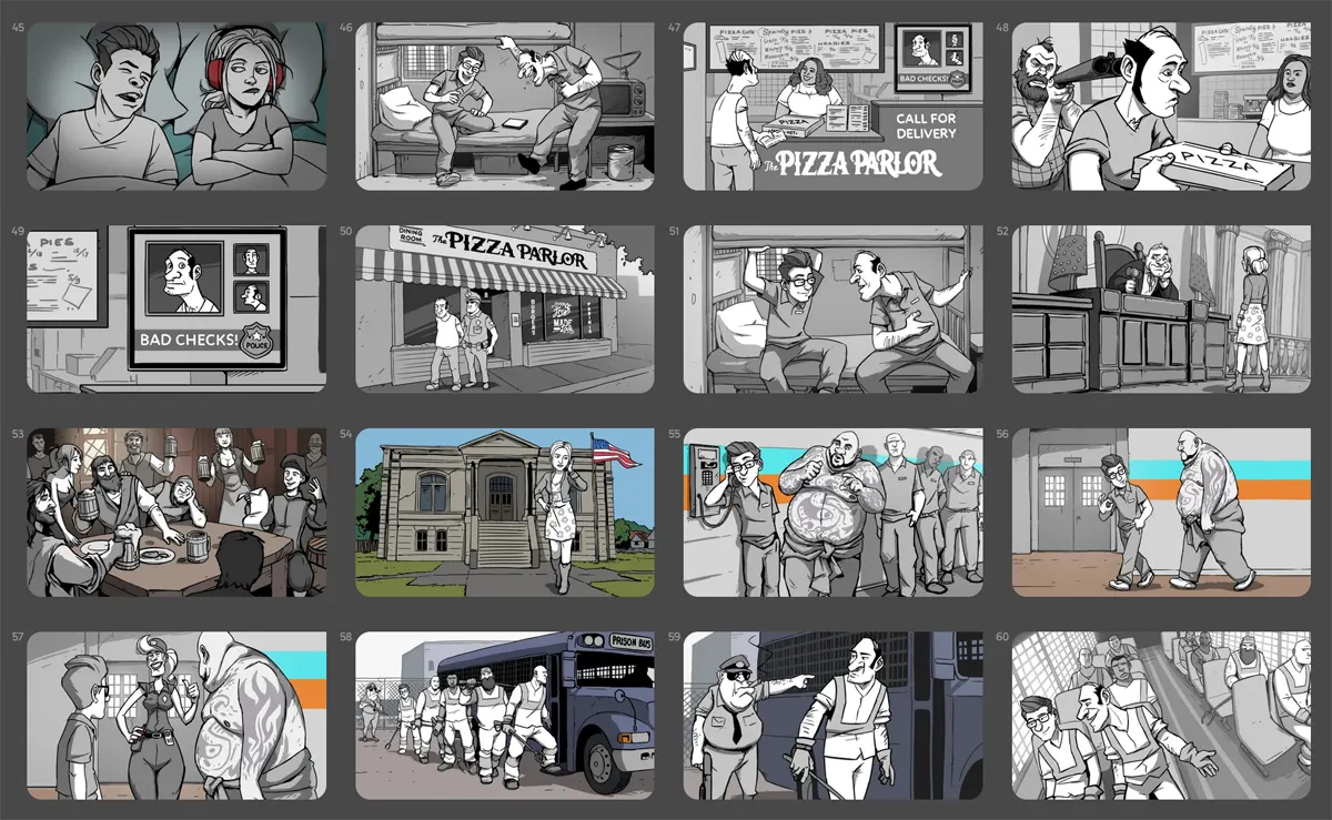 Scenes from Way Cool World storyboard